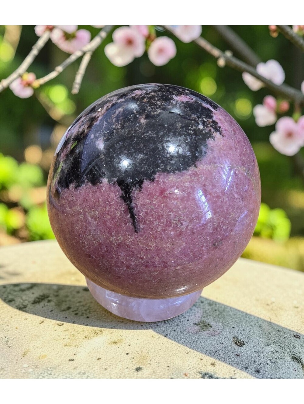A181. Rhodonite Natural Crystal 76mm Sphere Orb